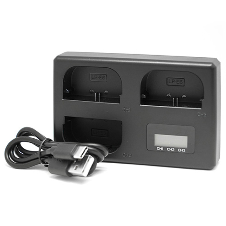 מטען משולש חלופי לסוללות Canon LP-E6 מטען משולש חלופי לסוללות Canon LP-E6