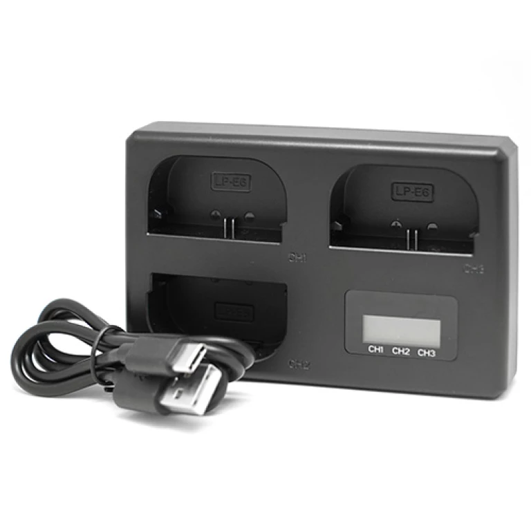 מטען משולש חלופי לסוללות Canon LP-E6 מטען משולש חלופי לסוללות Canon LP-E6