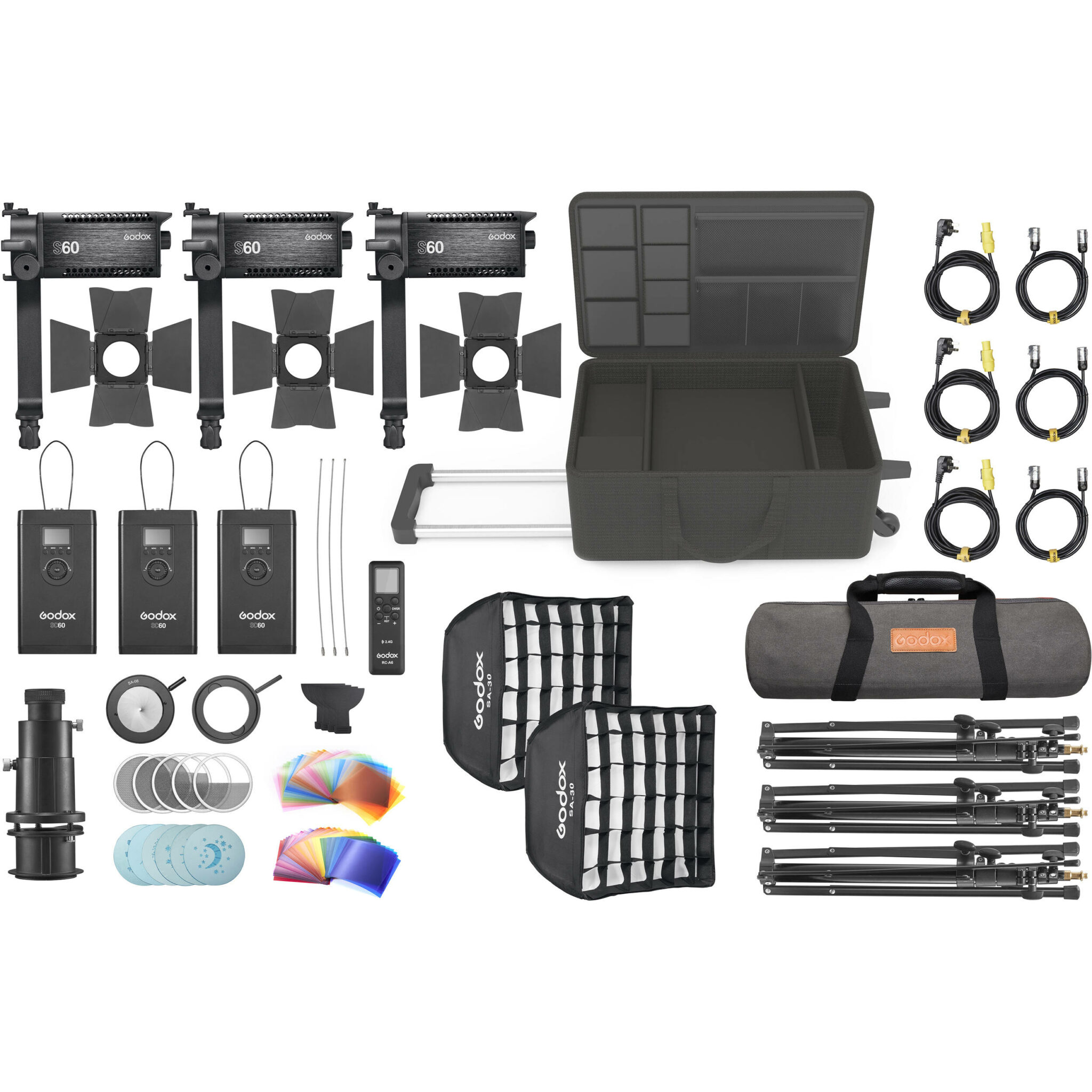 קיט 3 תאורות לד Godox S60 Led With Barndoors קיט 3 תאורות לד Godox S60 Led With Barndoors