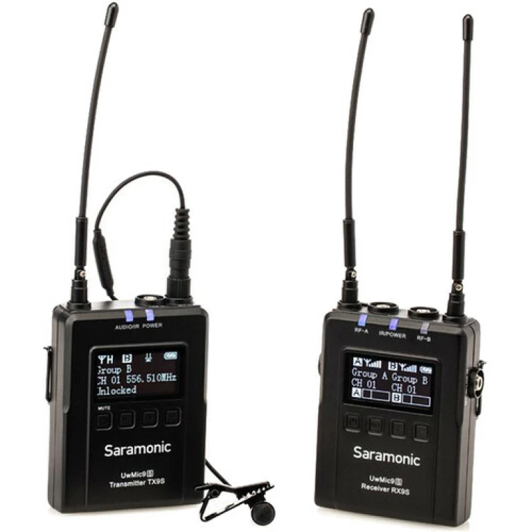 מקלט ו-משדר אלחוטי עם מיקרופון Saramonic UwMic9S RX9S+TX9S מקלט ו-משדר אלחוטי עם מיקרופון Saramonic UwMic9S RX9S+TX9S