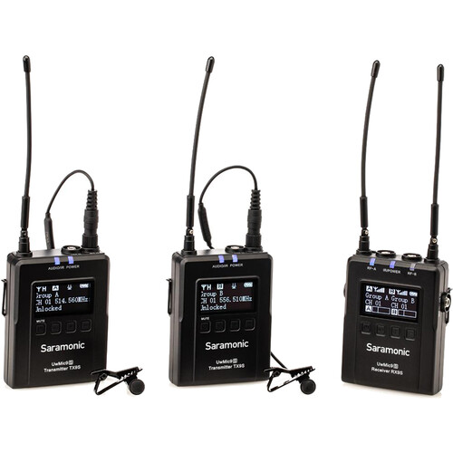 מקלט ו-2 משדרים אלחוטיים עם מיקרופונים Saramonic UwMic9S RX9S+TX9S+TX9S מקלט ו-2 משדרים אלחוטיים עם מיקרופונים Saramonic UwMic9S RX9S+TX9S+TX9S
