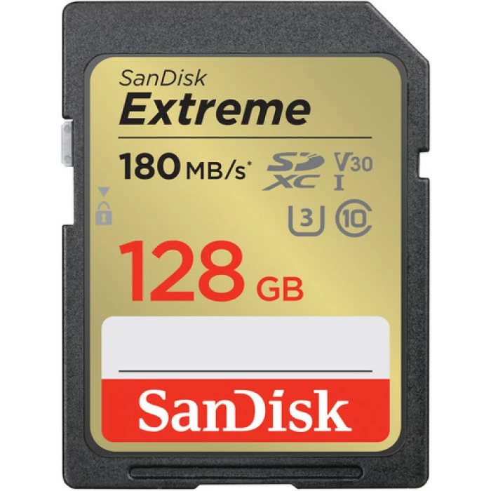 כרטיס זיכרון sandisk extreme sd 128gb 180mb/s כרטיס זיכרון sandisk extreme sd 128gb 180mb/s