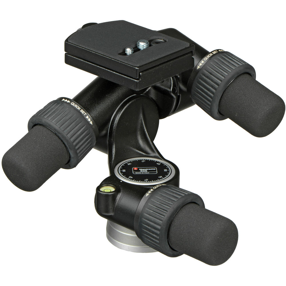 ראש חצובה Manfrotto 405 3-Way ראש הטיה עם פלטת שחרור מהירה 410PL ראש חצובה Manfrotto 405 3-Way ראש הטיה עם פלטת שחרור מהירה 410PL