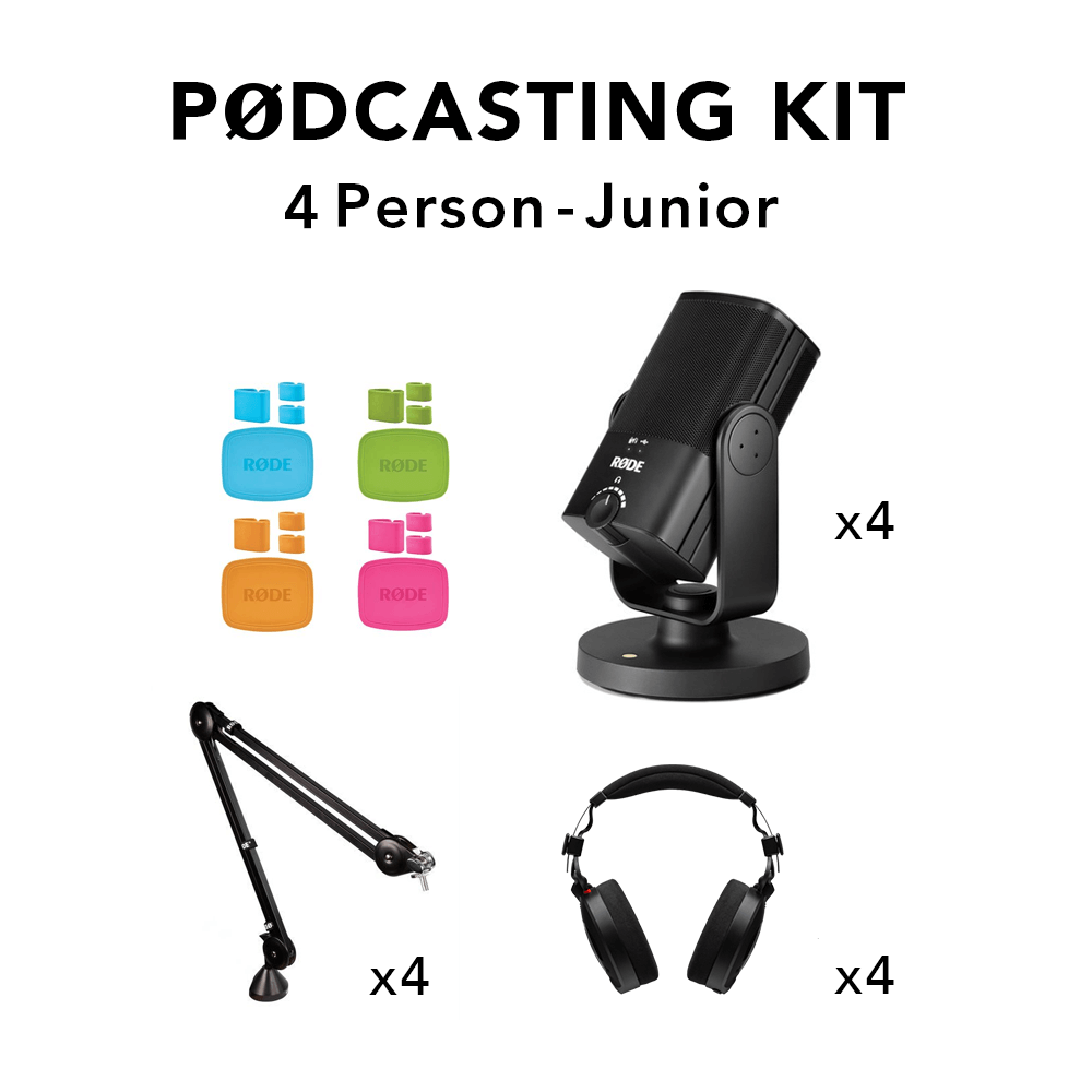 RODE Podcast Recording Kit Junior קיט הקלטת פודקאסט 4 דוברים RODE Podcast Recording Kit Junior קיט הקלטת פודקאסט 4 דוברים