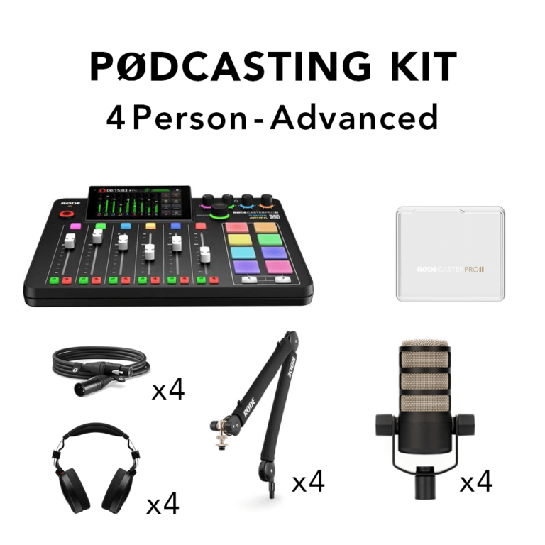 RODE Podcasting Kit Advanced קיט מוצרים לפודקאסט 4 דוברים RODE Podcasting Kit Advanced קיט מוצרים לפודקאסט 4 דוברים