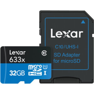 כרטיס זיכרון 32GB עם מתאם Lexar Blue Plus microSDHC UHS-I SD כרטיס זיכרון 32GB עם מתאם Lexar Blue Plus microSDHC UHS-I SD