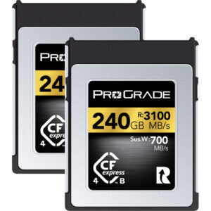 זוג כרטיסי זיכרון ProGrade 240GB CFexpress Type-B 4.0 זוג כרטיסי זיכרון ProGrade 240GB CFexpress Type-B 4.0