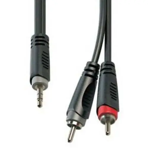 כבל סטריאופוני RCA ל-3.5mm (מחבר AUX) באורך 3 מ׳ כבל סטריאופוני RCA ל-3.5mm (מחבר AUX) באורך 3 מ׳