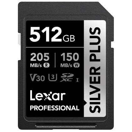 כרטיס זיכרון Lexar Professional SILVER PLUS SDXC 512GB כרטיס זיכרון Lexar Professional SILVER PLUS SDXC 512GB