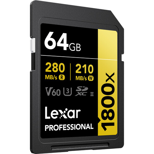 כרטיס זיכרון Lexar Professional 1800x SDXC UHS-II GOLD בנפח 64GB